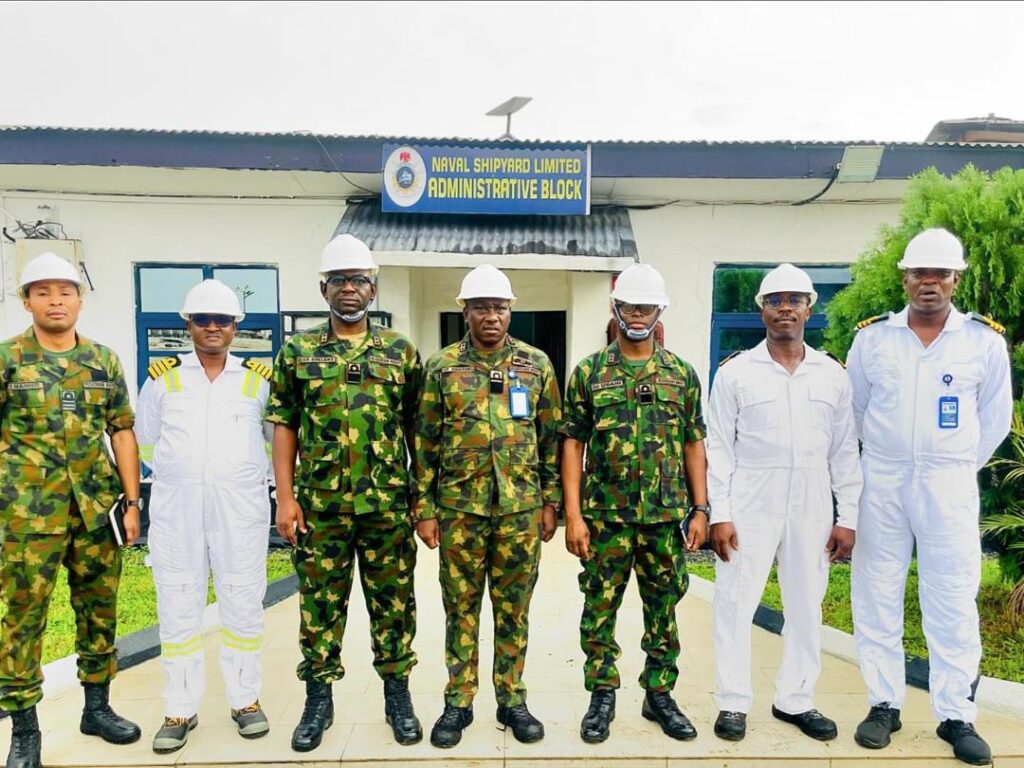 visit of the Director Ship Design and Acquisition, R Adm OA Adeleke, where he led a team from Naval Headquarters to inspect the constructed 10 x 8.5m flat bottom assault boats.