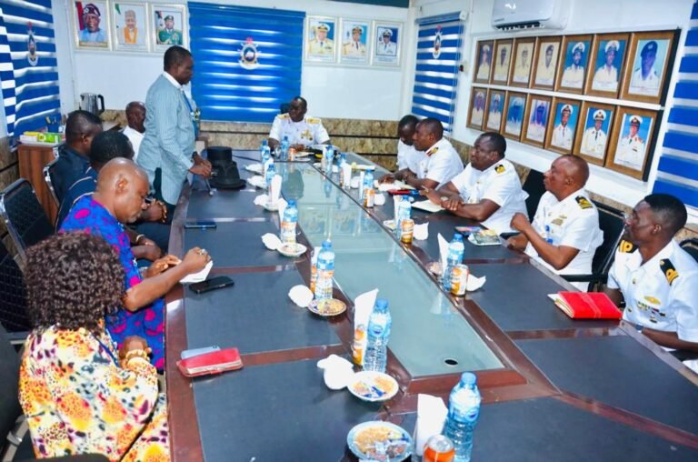 Representatives of Isaka community led by the Secretary Isaka town council of chiefs, Chief Abel Benson Ogoh paid a courtesy visit on the Admiral Superintendent, R Adm EE Ebe